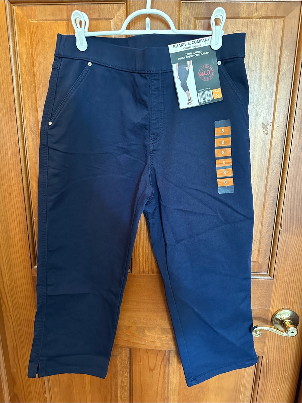Women's Navy Pull-On Capri Chinos